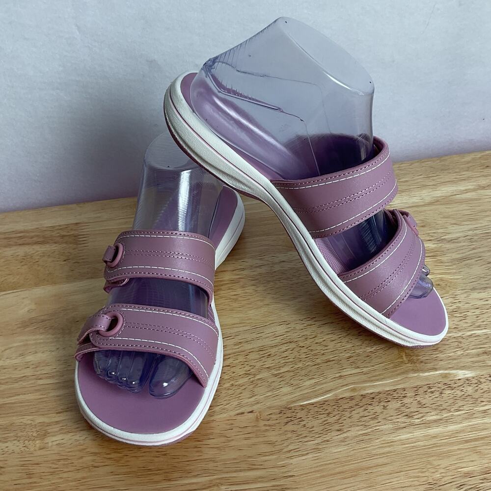 Clarks Cloudsteppers Breeze Maye Slide Sandals Mauve Womens US 8